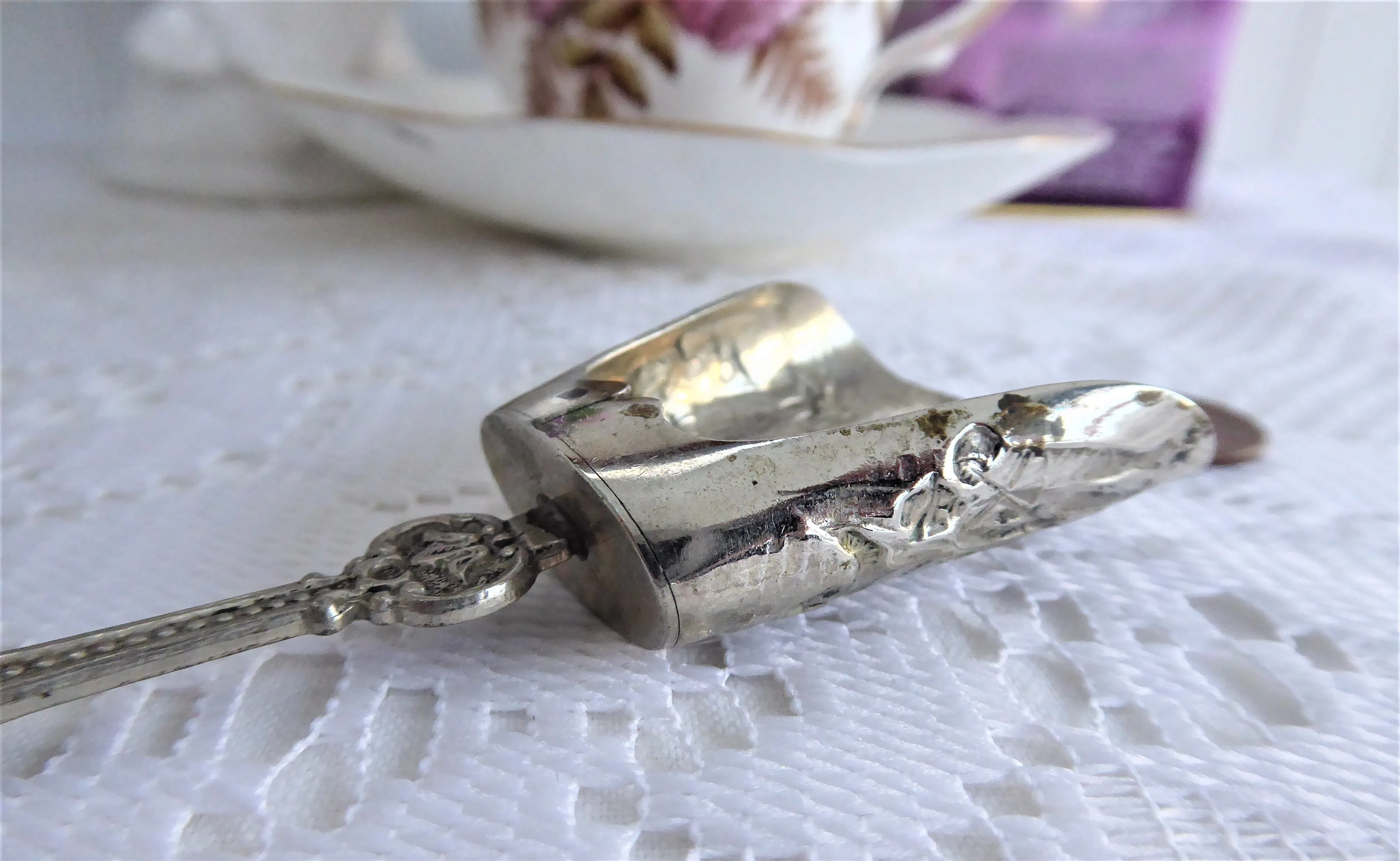 Sugar Spoon Dutch Mechanical Sugar Shell 1950s Silver Sugar Shovel Caddy Spoon