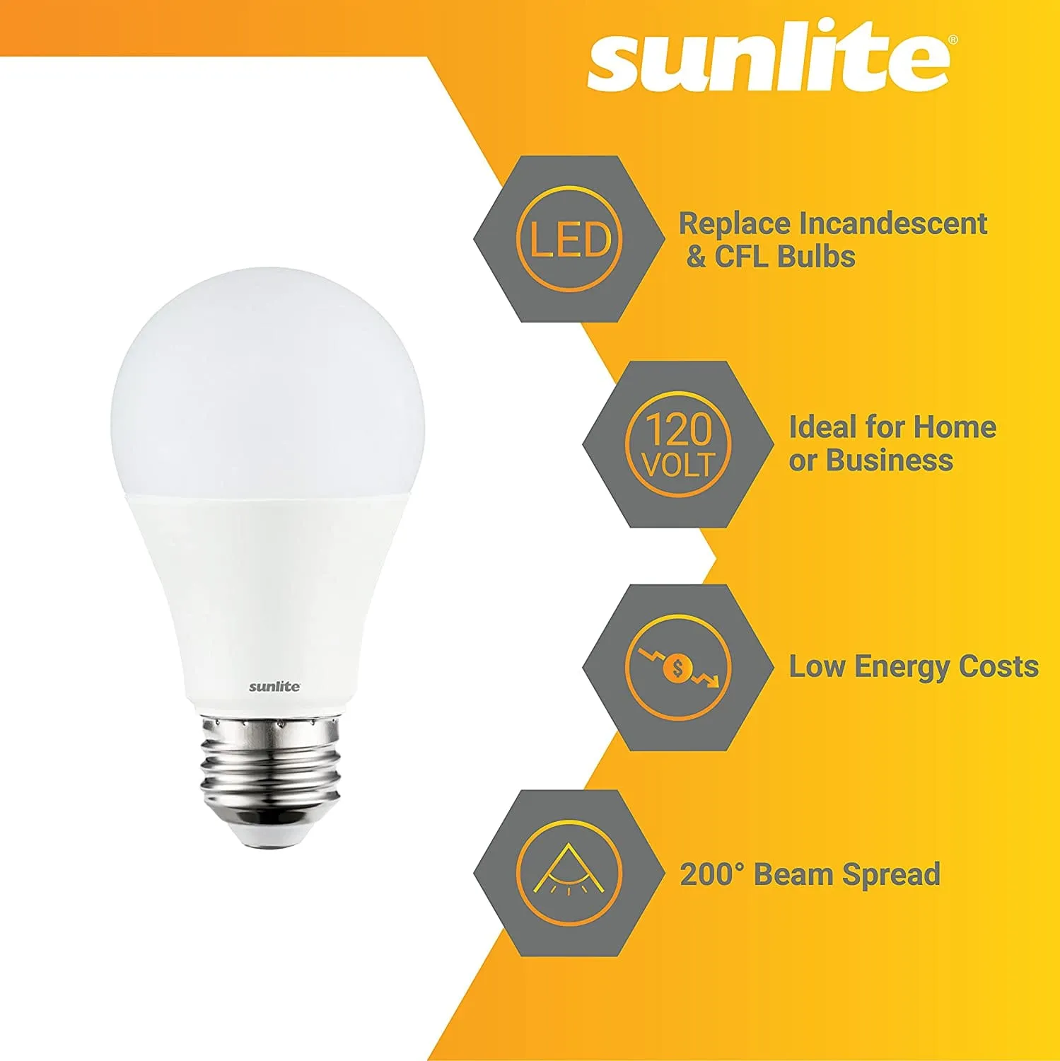 Sunlite LED Bulb 75 w  Upgrade to LED with this standard A19 shape household light bulb with medium base (E26). These non-dimmable bulbs are an energy efficient replacement for incandescent bulbs. At 11 watts, they use less energy  -80684