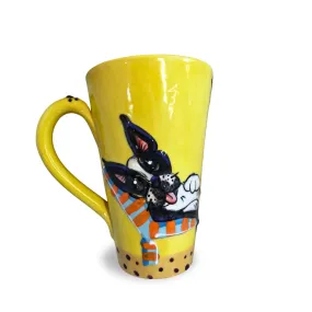 Sunny Paws Café - Hand-Painted Boston Terrier Mug