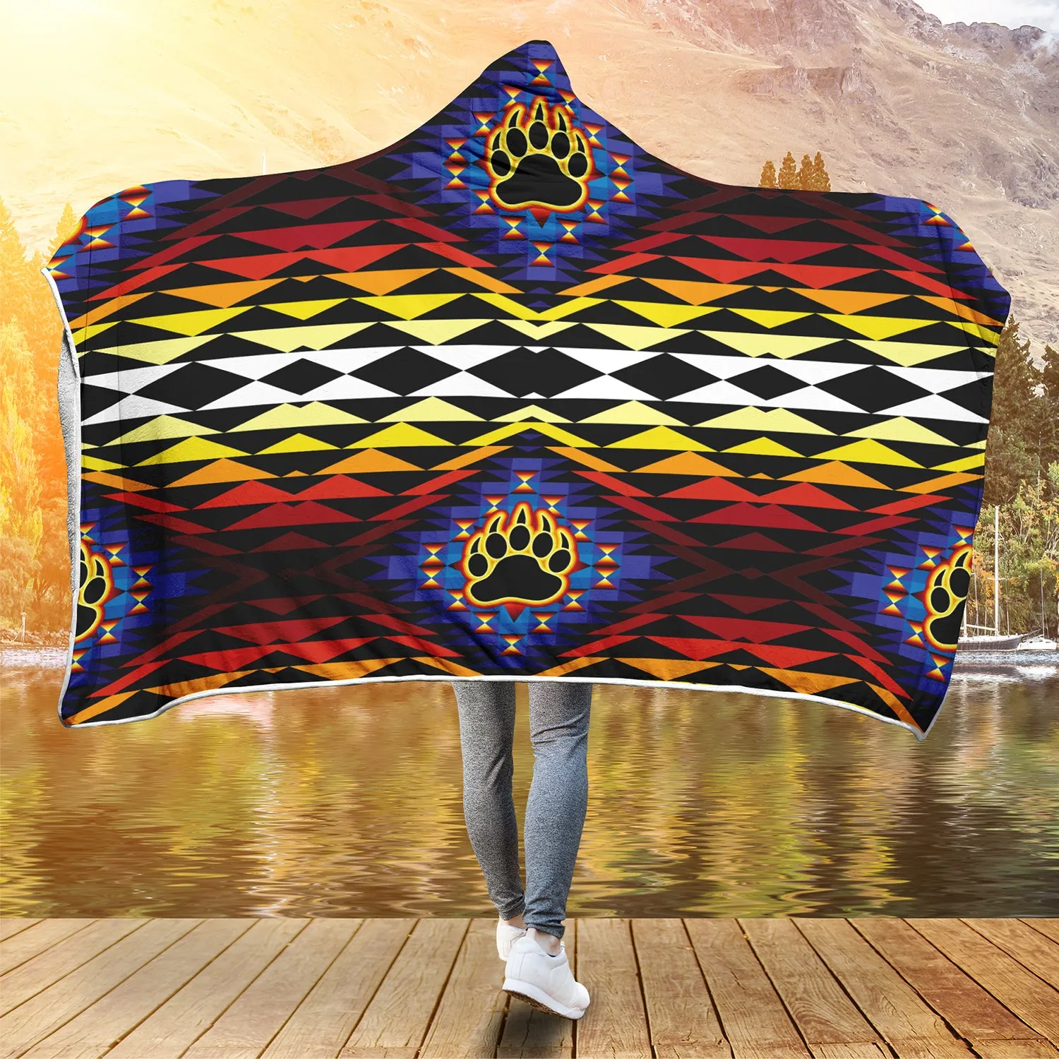 Sunset Bearpaw Blanket Hooded Blanket