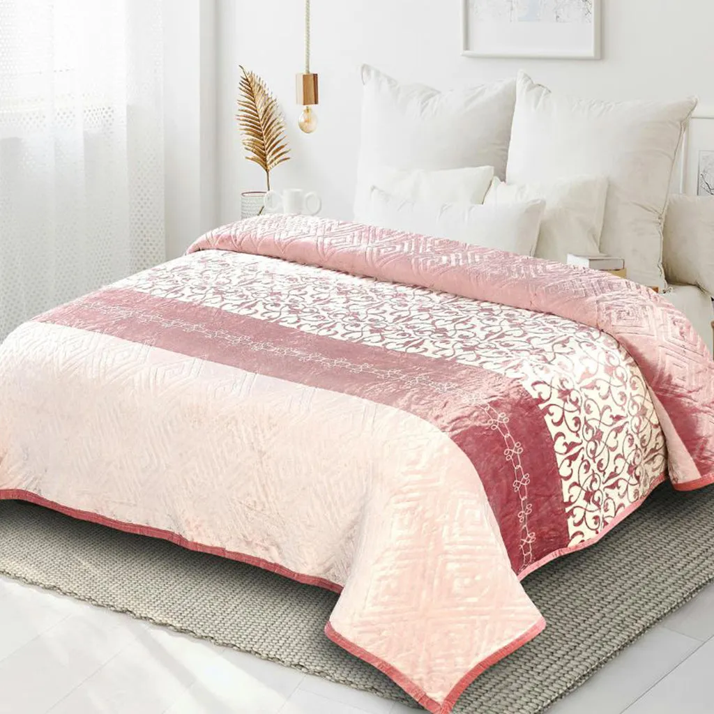 Super Soft Mink Embossed Blanket ( Double bed, 1.9 kg )