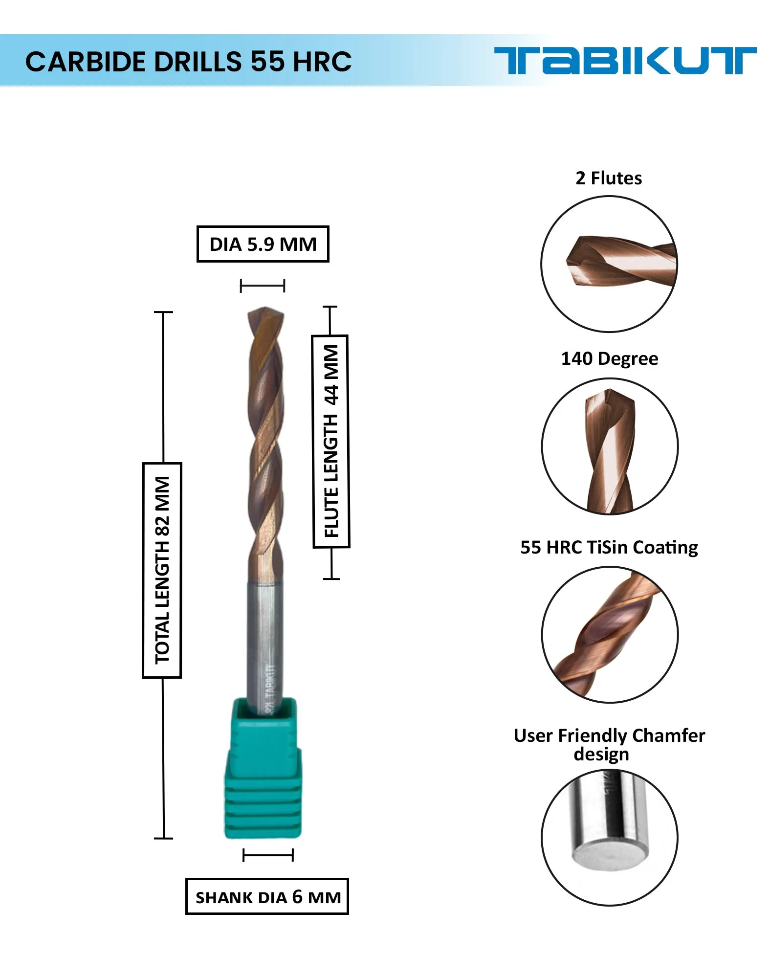 Tabikut Drill 5 mm to 5.9 mm pack of 1 (1 piece as per size choosen )