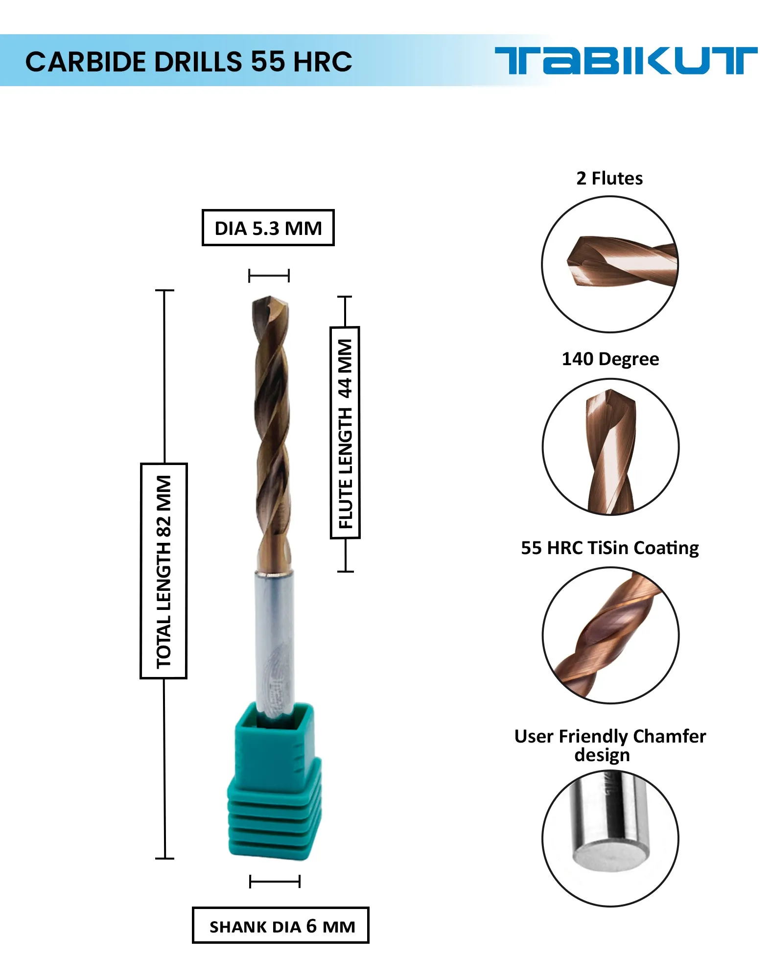 Tabikut Drill 5 mm to 5.9 mm pack of 1 (1 piece as per size choosen )