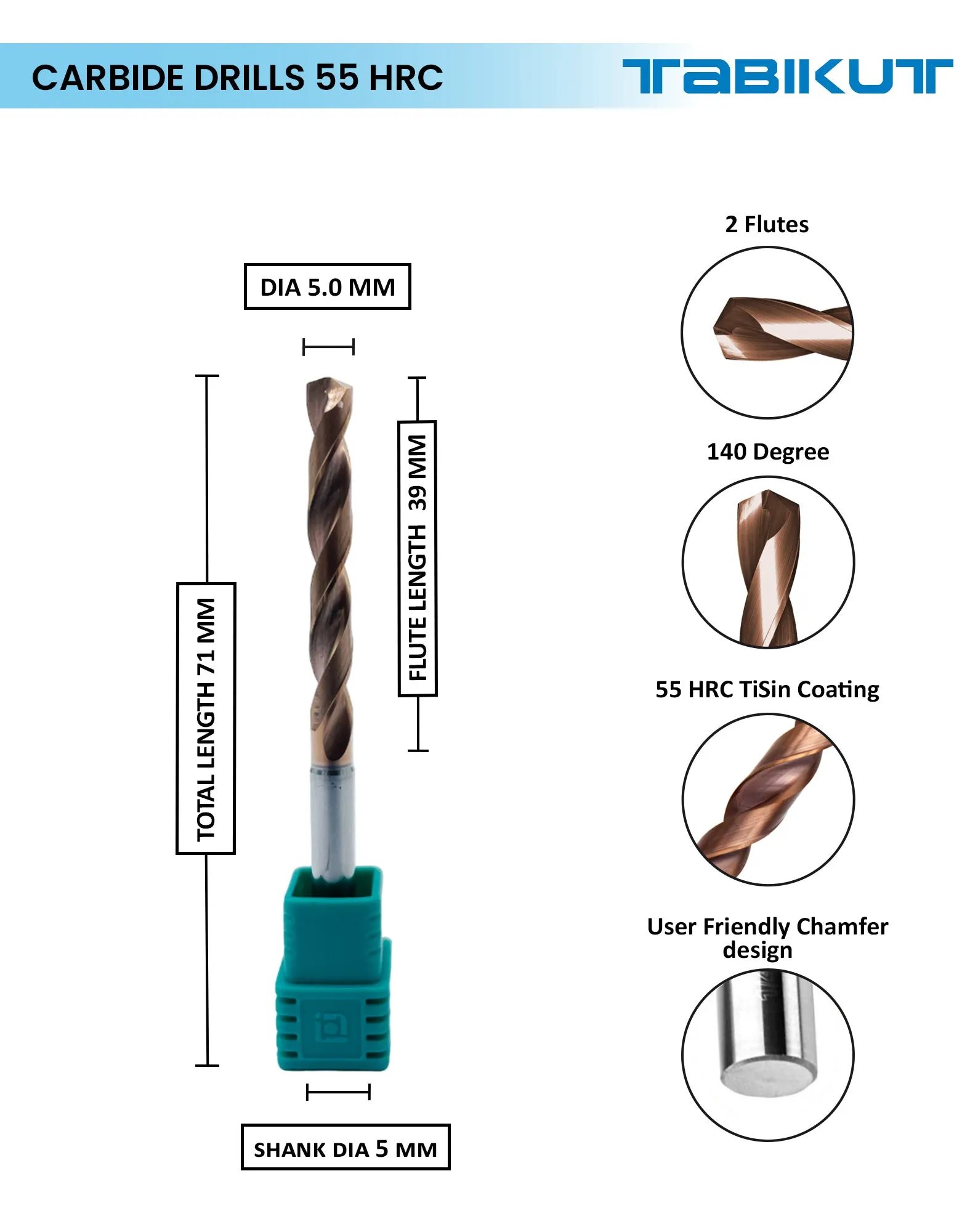 Tabikut Drill 5 mm to 5.9 mm pack of 1 (1 piece as per size choosen )