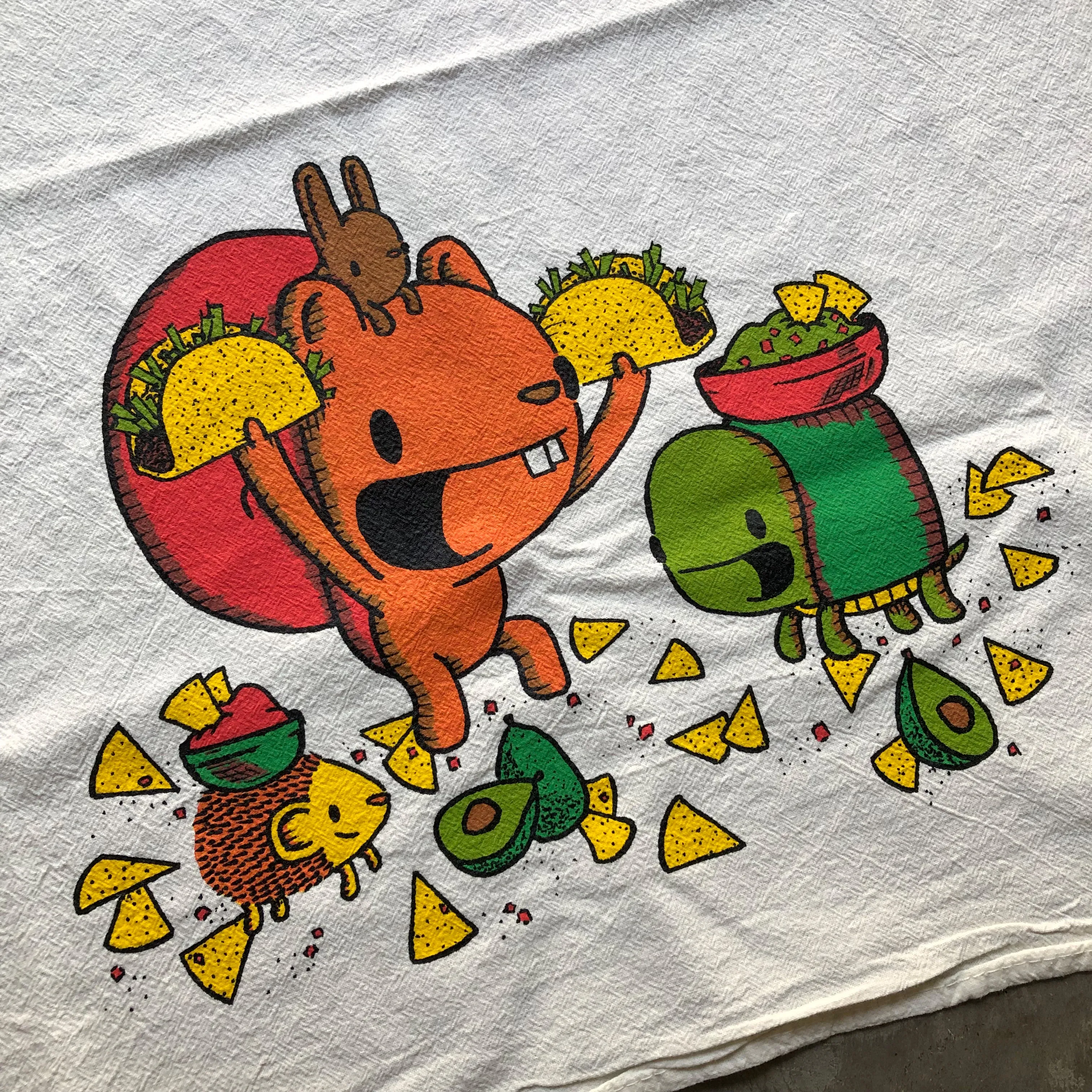 taco night flour sack tea towel