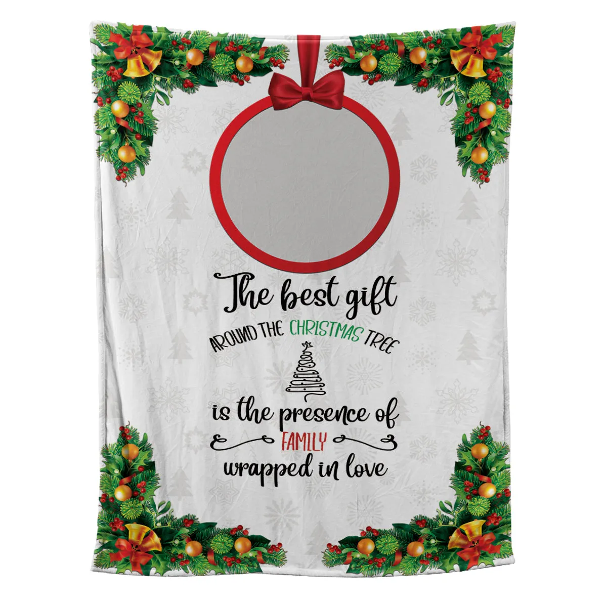 Teesdily | Family Christmas Custom Photo Blanket The Best Gift Is The Presence Of Family Wrapped In Love Sherpa Fleece Blanket Xmas Home Decoration