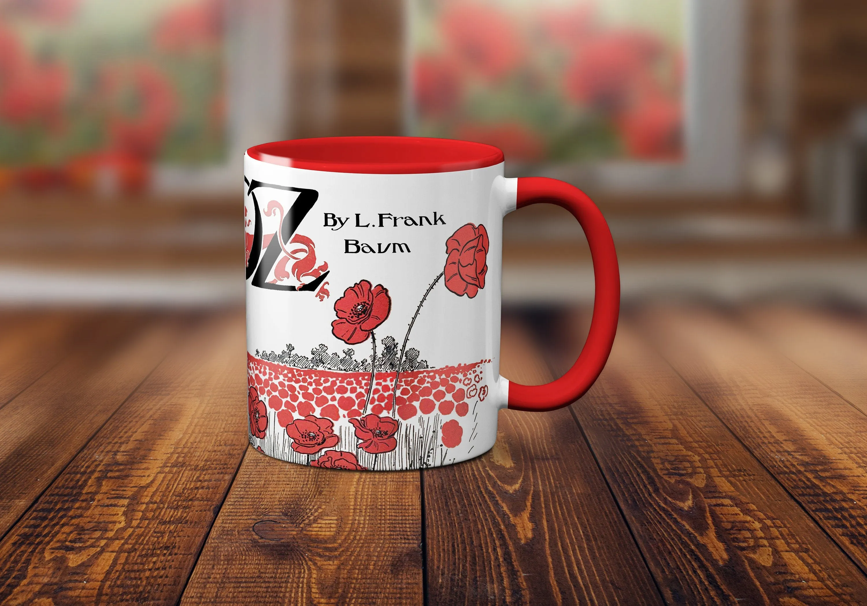 The Wonderful Wizard of Oz by Frank Baum Mug. Coffee Mug with Wizard of Oz poppy field design, Bookish Gift,Literature Mug, Book Mug