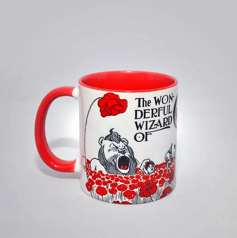 The Wonderful Wizard of Oz by Frank Baum Mug. Coffee Mug with Wizard of Oz poppy field design, Bookish Gift,Literature Mug, Book Mug