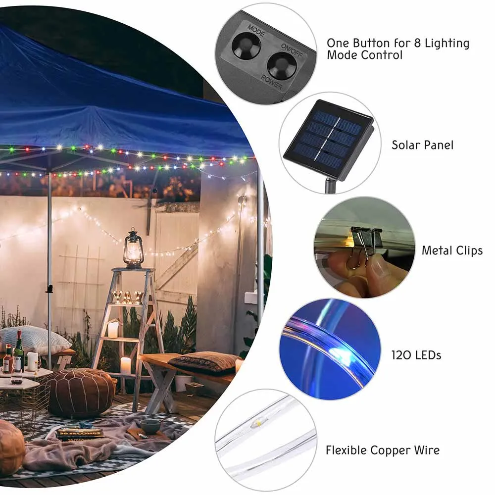 TheLAShop 39ft Solar String Light Outdoor Waterproof Day-Night Sensor