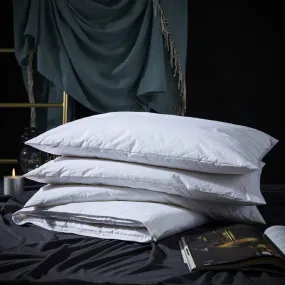 Three Geese Adjustable Layer Down Feather Pillow,Pancake Bed Pillow,100% Soft Egyptian Cotton Cover,Good for Side and Back Stomach Sleeper, Queen Size,Packaging Include 1 Pillow.