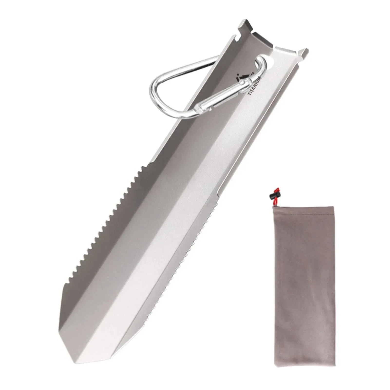 Titanium Garden Hand Serrated Shovel Outdoor Camping Hiking Fishing Backpacking Trowel with Clip