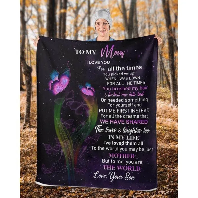 To My Mom - From Son - Butterfly A319 - Premium Blanket