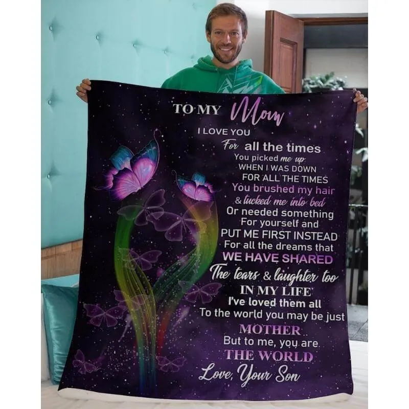 To My Mom - From Son - Butterfly A319 - Premium Blanket