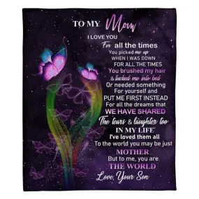 To My Mom - From Son - Butterfly A319 - Premium Blanket