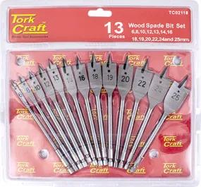 TORK CRAFT SPADE BIT SET 13PCE DOUBLE BLISTER TC02118