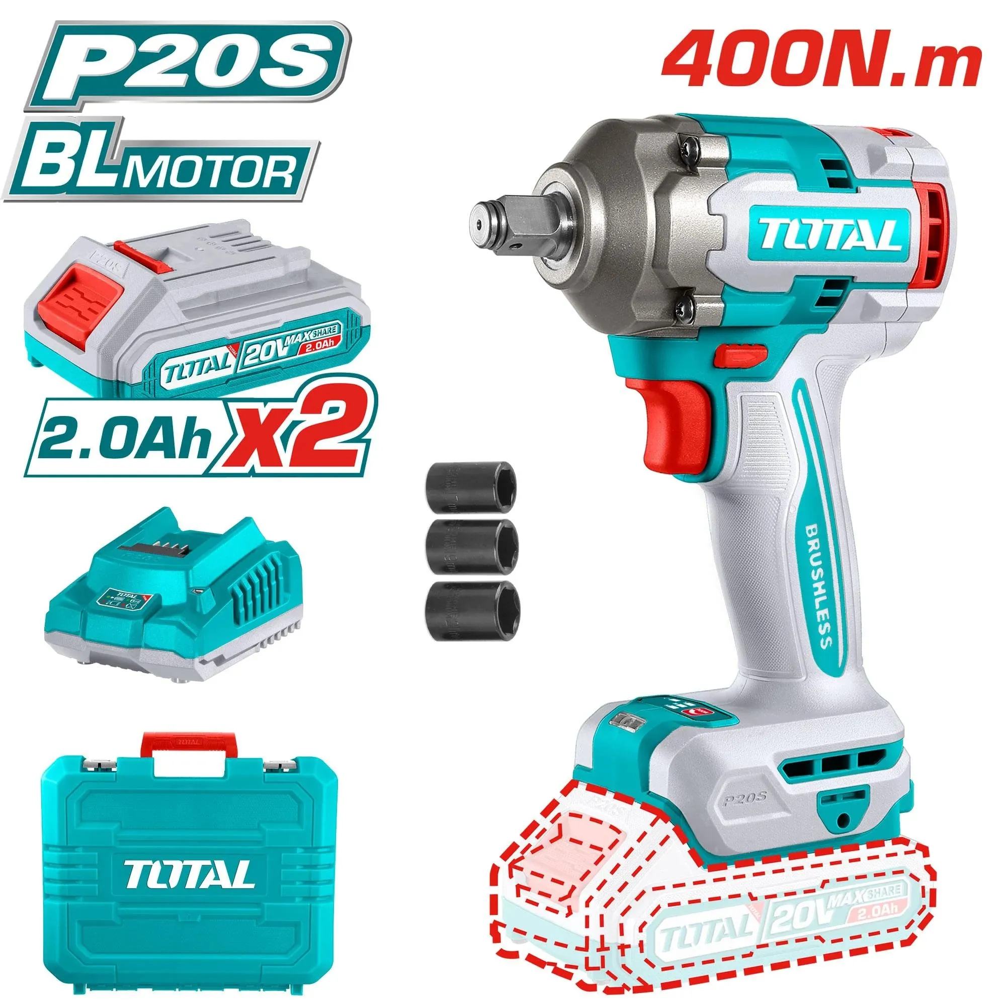 Total Cordless impact wrench 20V TIWLI2040