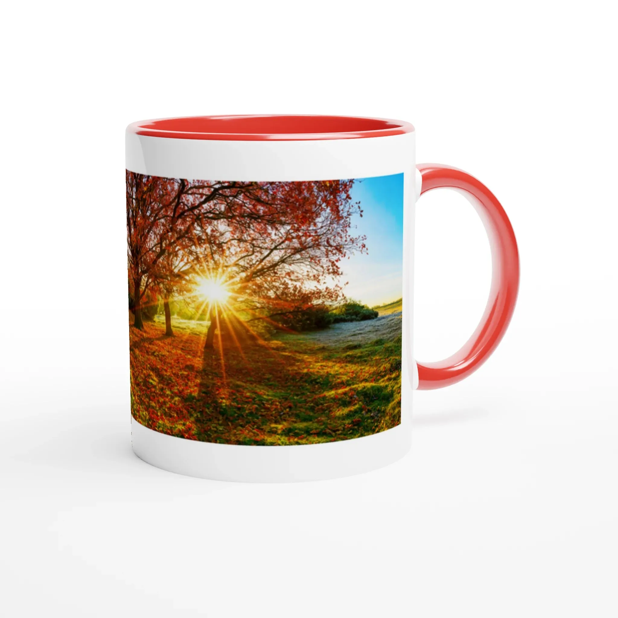 Trees in Autumn Season - Red Ceramic Mug