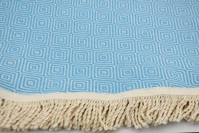 Turquoise 100% Cotton Round Beach Towel