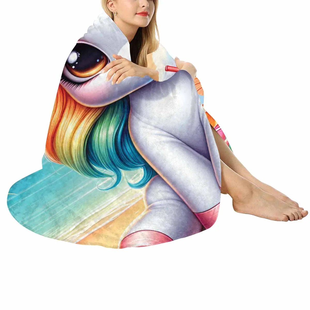 Unicorn_Awd35125  Circular Micro Fleece Blanket 47"