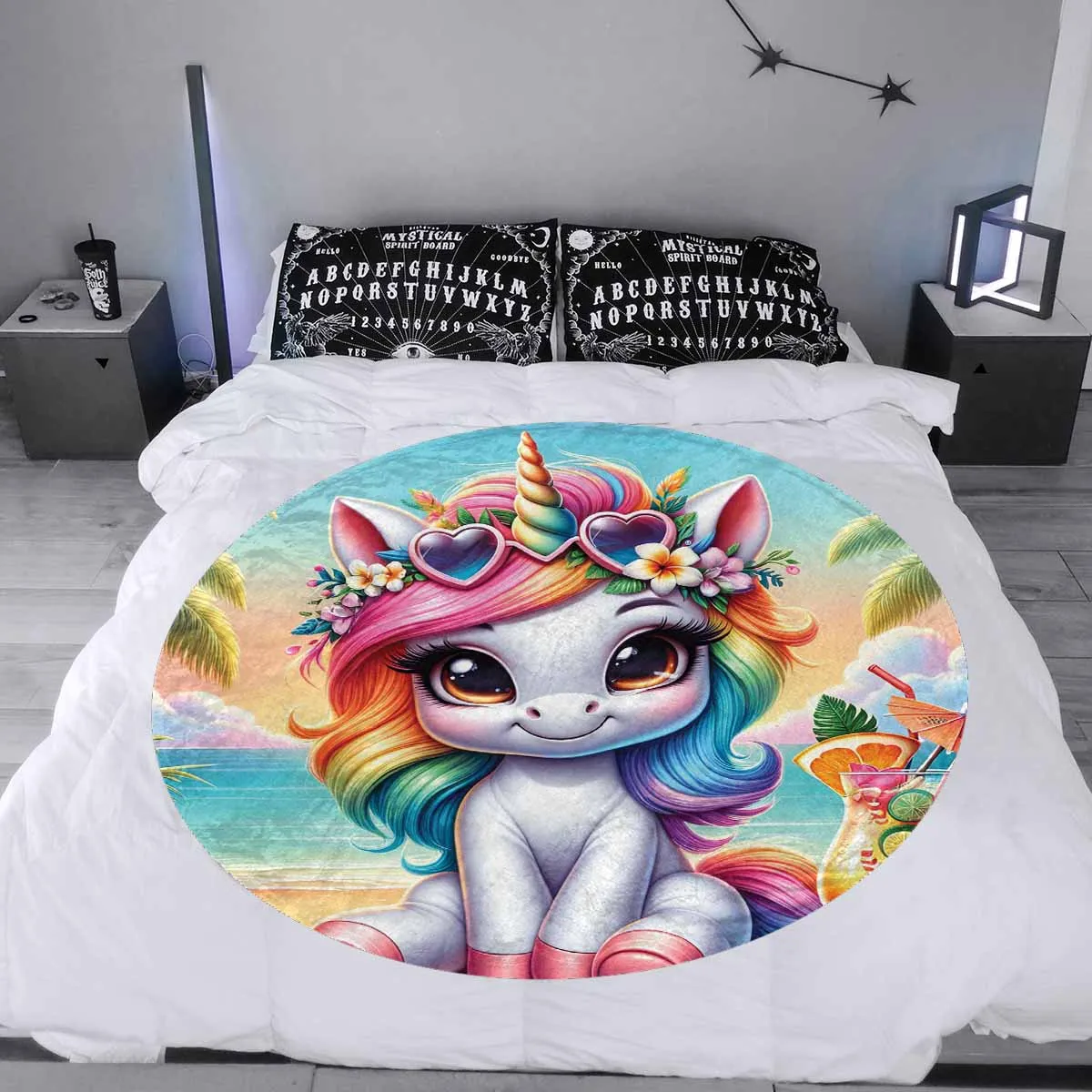 Unicorn_Awd35125  Circular Micro Fleece Blanket 47"