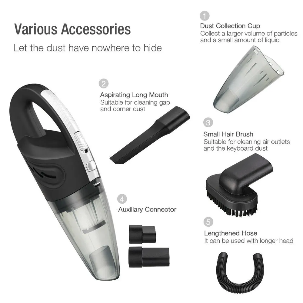 USB Rechargeable Cordless Car Wet and Dry Vacuum Cleaner