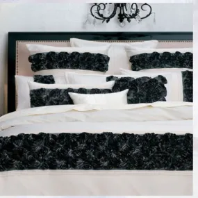 Valentina Black long filled Roses Cushion by Private Collection