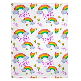 Vibrant Rainbow Print Personalized Minky Blanket (Smooth Minky)