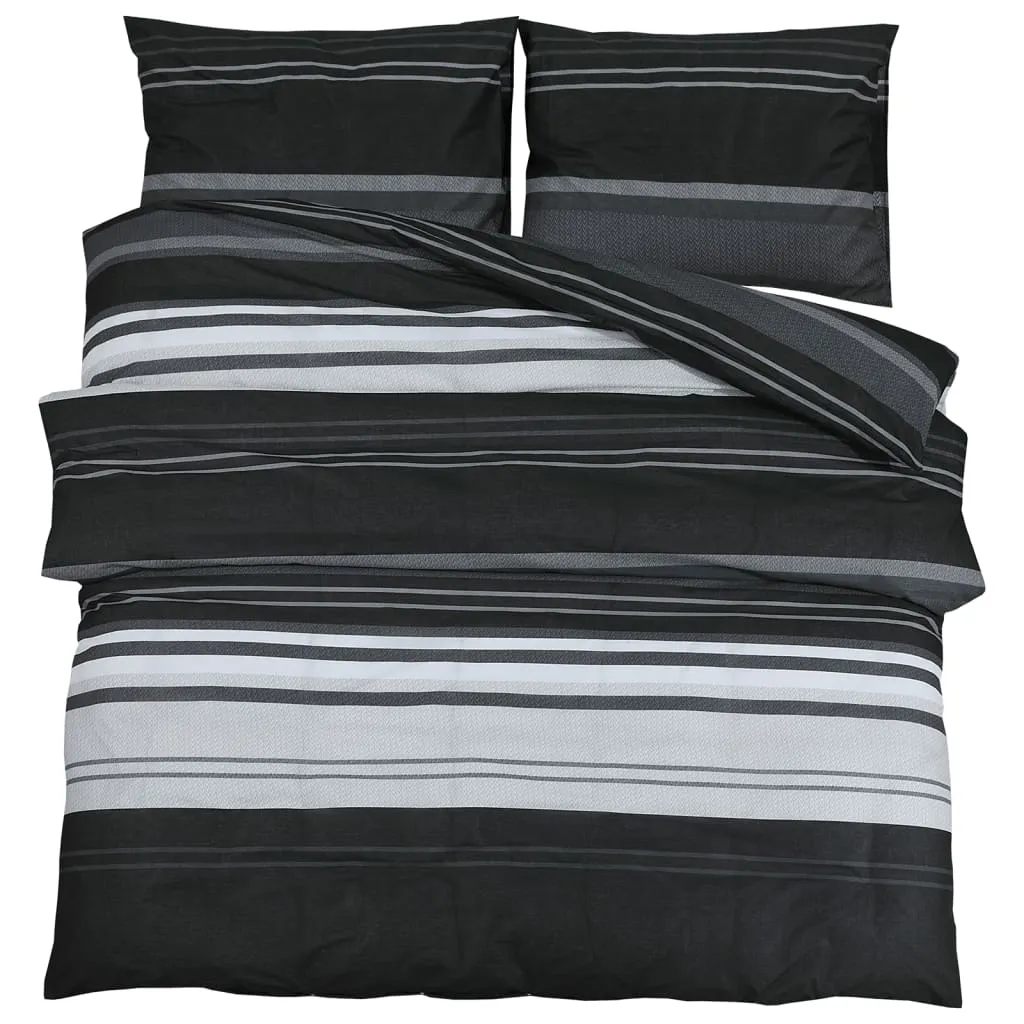 vidaXL Duvet Cover Set Black and White 240x220 cm Cotton