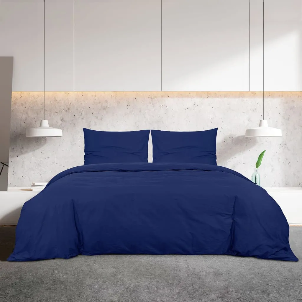 vidaXL Duvet Cover Set Navy Blue 135x200 cm Cotton