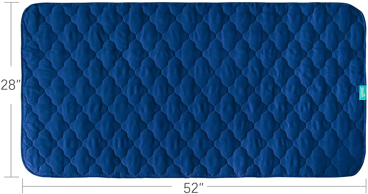 Waterproof Crib Mattress Protector Pad | Bed Pad Mat - 52" x 28", Anti Slip & Durable, Navy