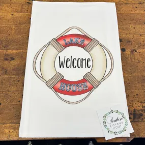 Welcome Lake House Flour Sack Towel