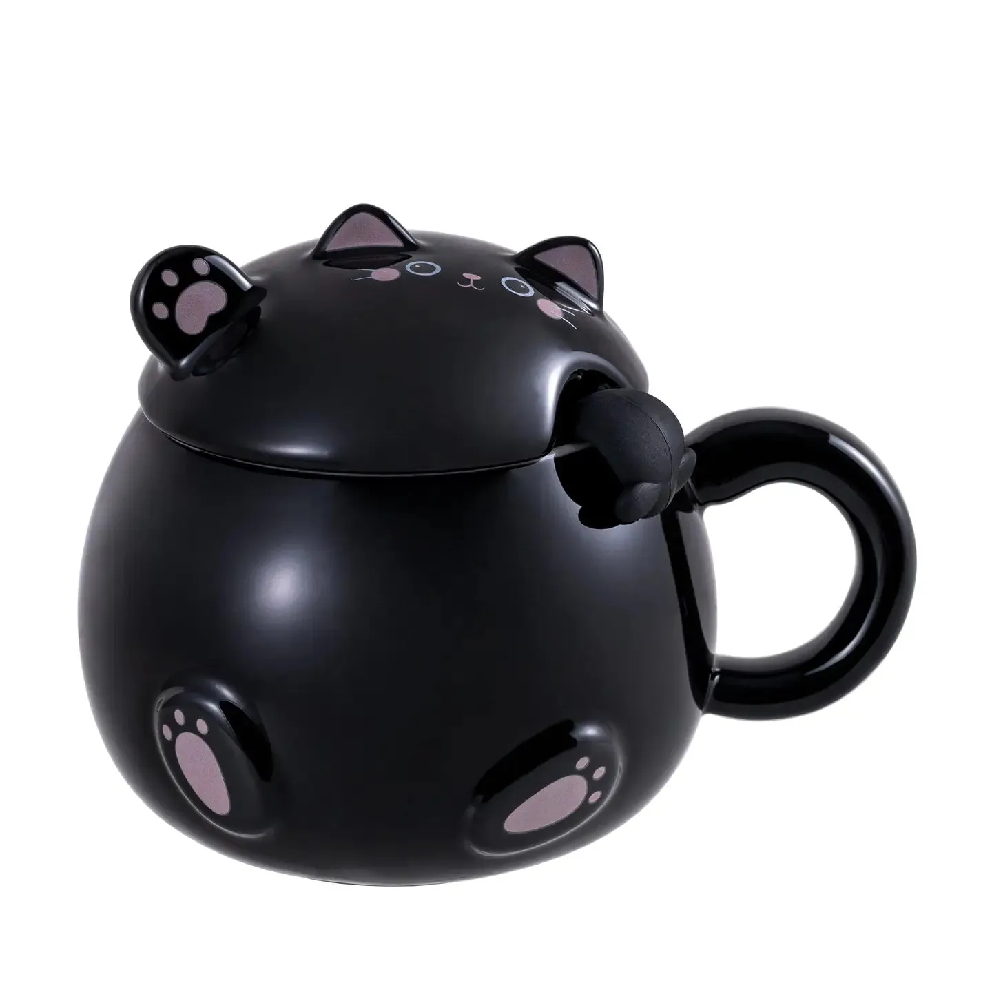 Whimsy Cat Mug w/ Lid & Spoon 15oz