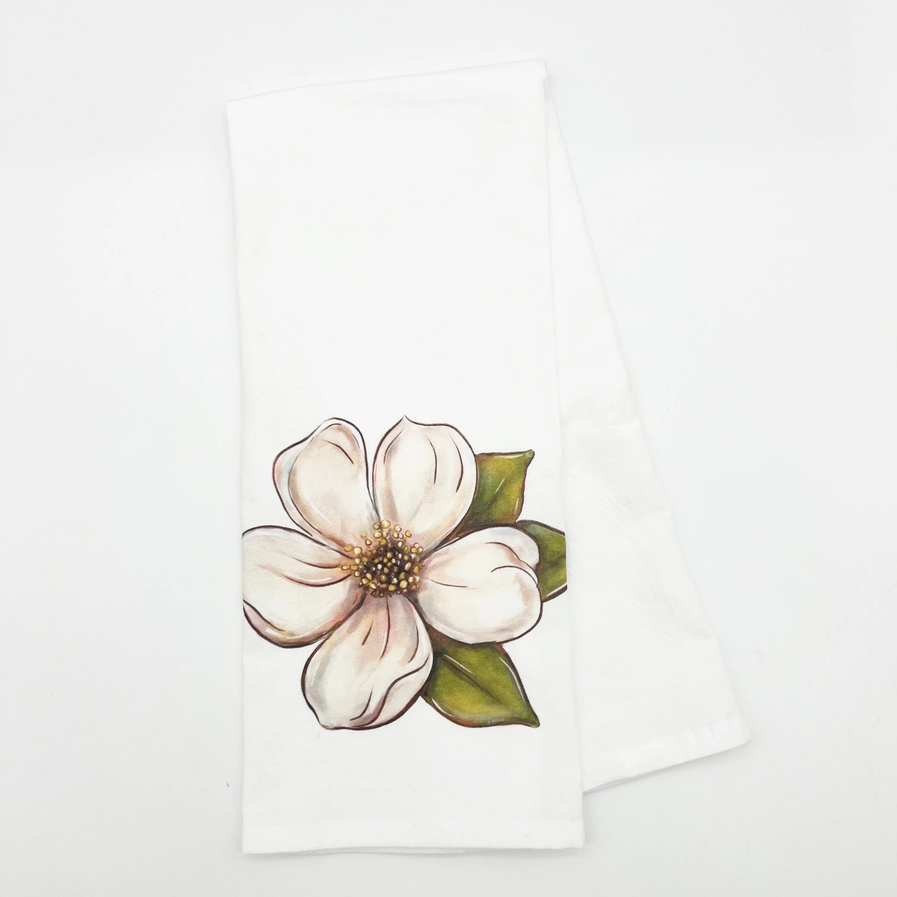 White Dogwood Flower Tea Towel