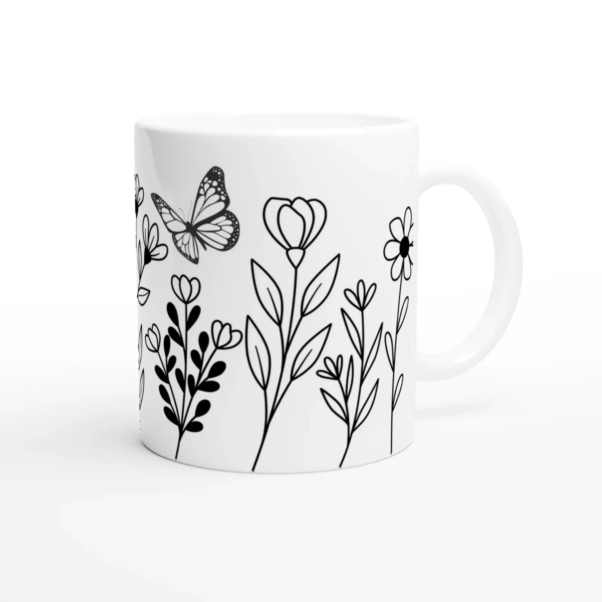 Wildflower Doodle Art Ceramic Mug