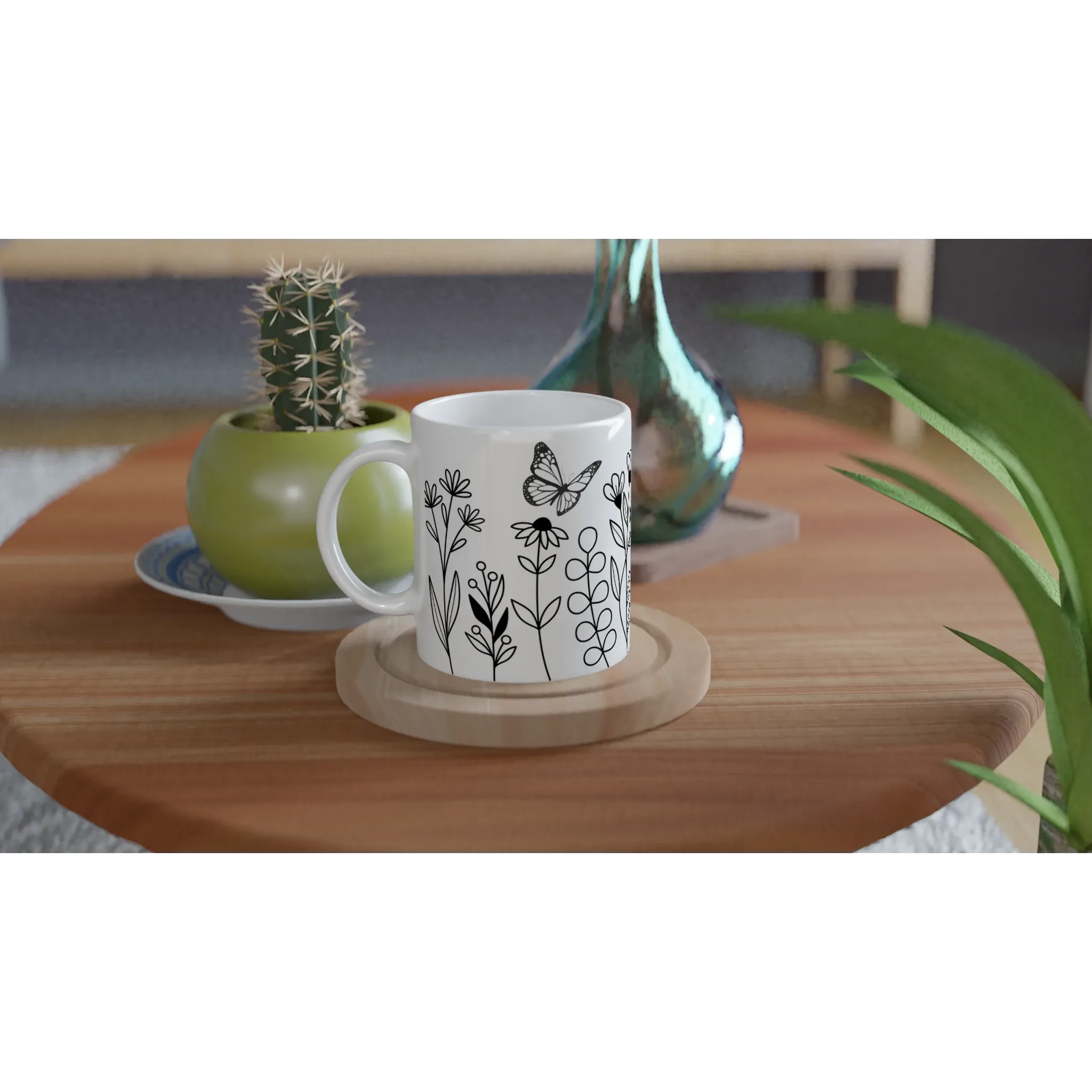 Wildflower Doodle Art Ceramic Mug