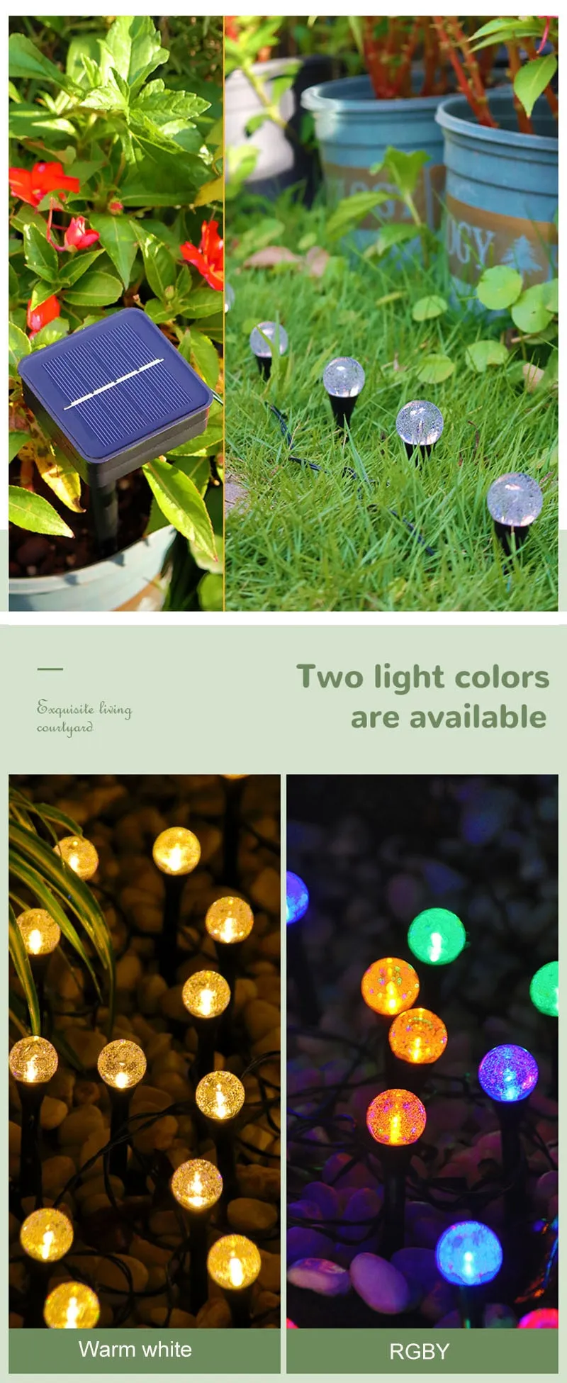 YM Young - LED Solar Bubble Light Outdoor Garden Waterproof Solar String