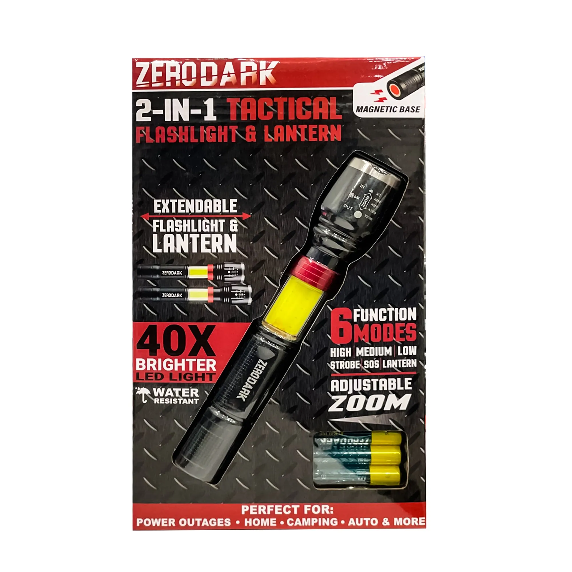 ZeroDark 2 in 1 Tactical Flashlight Lantern with Zoom & Magnetic Base