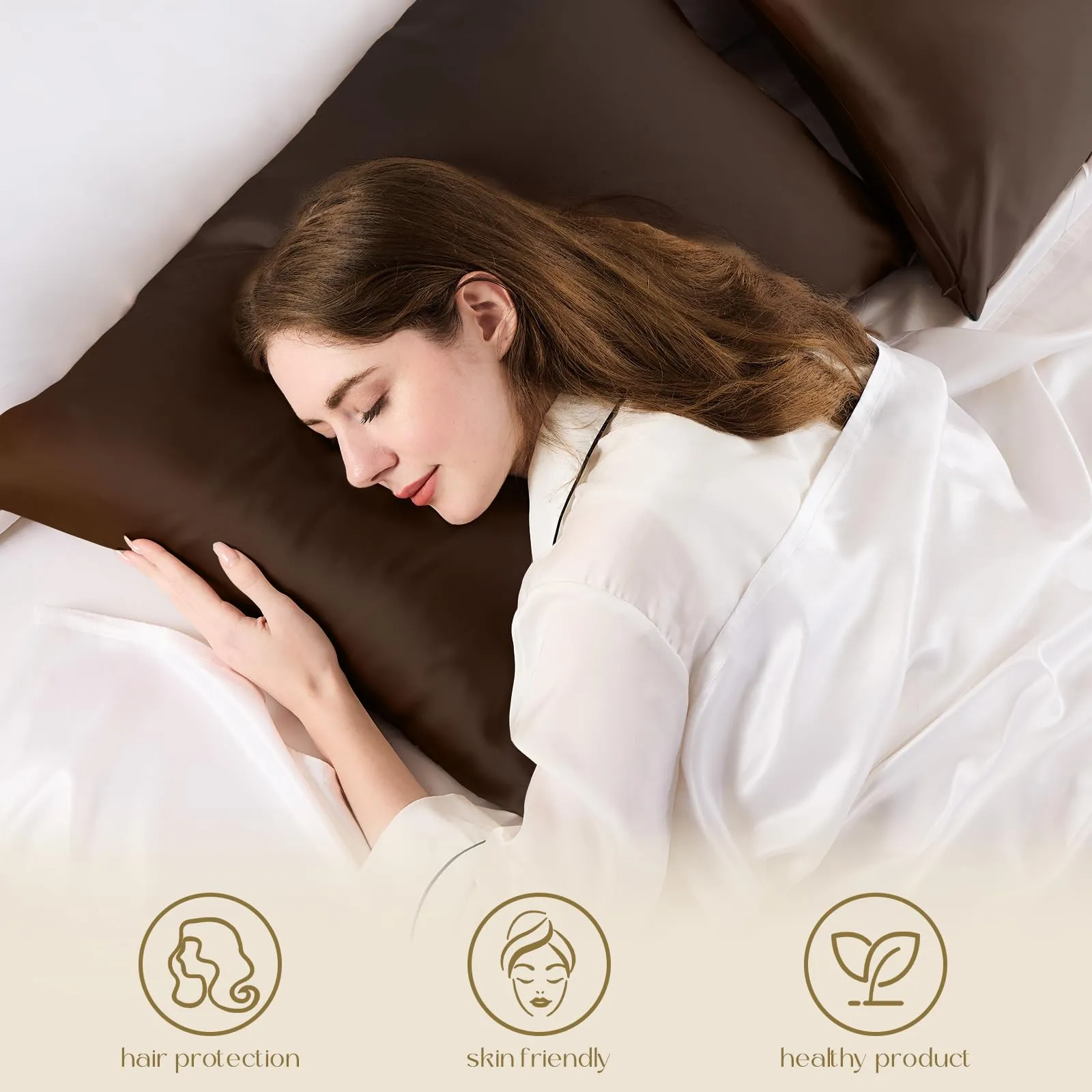 ZIMASILK 100% Pure Mulberry Silk Pillowcase for Hair and Skin Health,Soft and Smooth,Both Sides Premium Grade 6A Silk,600 Thread Count,with Hidden Zipper,1pc (Queen 20''x30'',Chocolate)