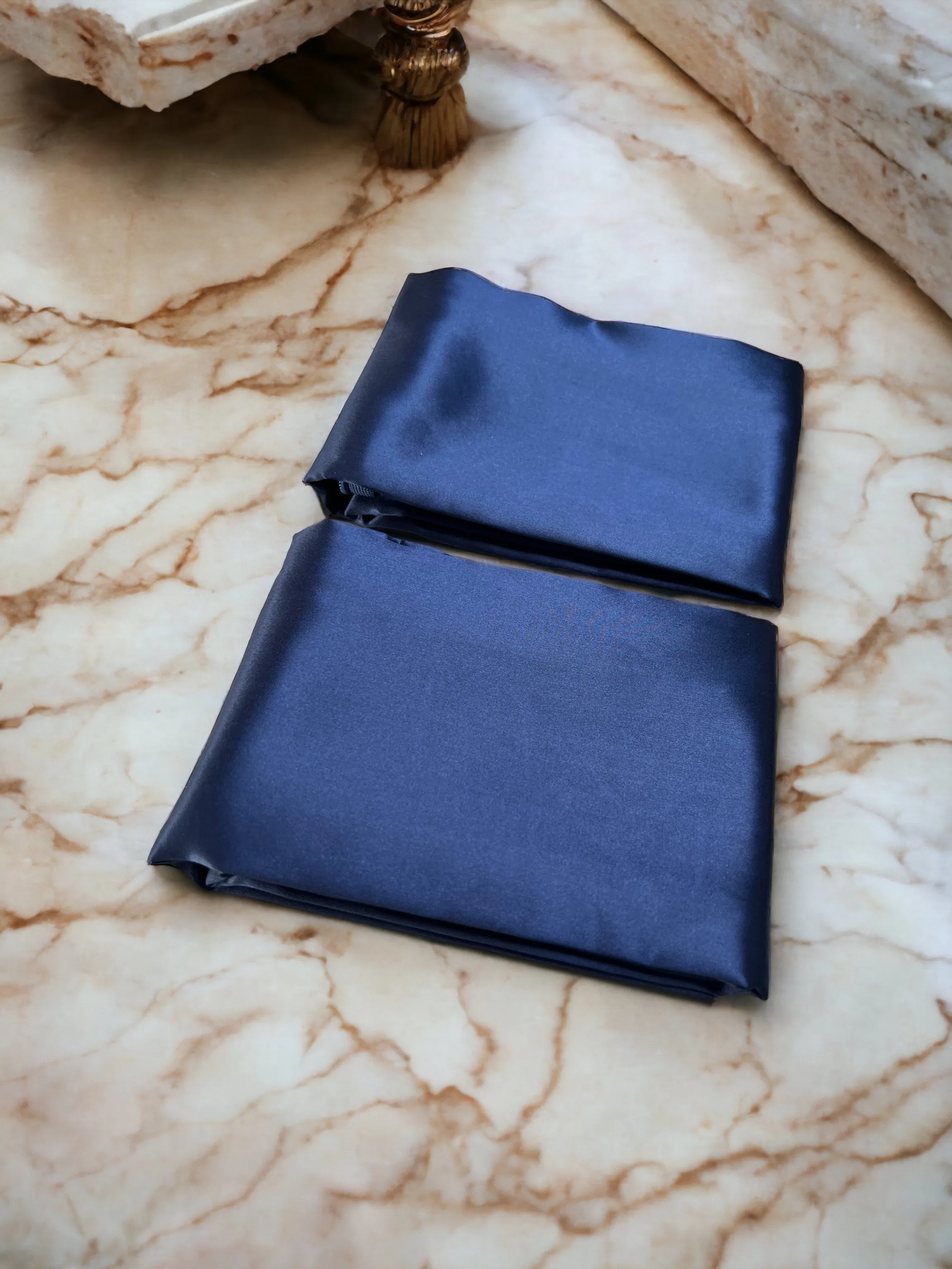 Zipper Premium Silk Pillowcase Pair - Navy